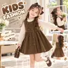 Vestido Mdd para Niñas 2026 Otoño Estilo Coreano Camisa Base Infantil para Niñas, Vestido Chaleco de Pana Estilo Bosque