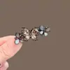 Grampo de Cabelo Borboleta Flor de Vidro Cristal para Mulheres, Novo Grampo de Primavera, Grampo para Franja Lateral, Acessório de Cabelo de Metal, Presilha Bico de Pato, Piranha