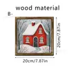 Manualidades de Marco de Fotos de Madera de Doble Capa Navideño Decoración de Escena de Puerta Navideña Decoraciones de Escritorio y Pared de Granja