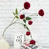 Nova rosa artificial requintada de 6 cabeças para casamento, estúdio de fotografia, decoração de hotel, arranjo floral, flor artificial para mesa de cabeceira do quarto