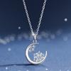 Collar de Estrella y Luna para Mujer, Joyería Chapada en Plata con un Colgante de Estilo Minimalista, Diseño Geométrico, Regalo de Cumpleaños para Novia