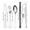Venta caliente transfronteriza 304 acero inoxidable cuchillo, tenedor, cuchara, palillos traje de vajilla bolsa de PVC conveniente juego de cuatro piezas de vajilla portuguesa