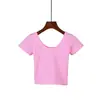 Camiseta Feminina Curta de Manga Curta, Estilo Coreano, Lisa, Justa, Expondo o Umbigo, Top Curto de Cintura Alta, Camiseta Curta