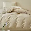 Artículo de tela de punto cepillado 100% algodón grado A ~ Juego de funda de edredón y sábanas de color liso estilo coreano con una textura suave como una nube, perfecto para ropa de cama cálida de otoño e invierno