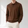 Suéter de punto para hombre con cuello alto, de otoño e invierno, manga larga, color liso simple, estilo old money, ropa casual de negocios para hombre