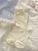 Calcetines de algodón de malla hueca para primavera y verano, lazo de cinta blanco leche, combinan con todo, sin costuras, cómodos, calcetines JK japoneses y coreanos para mujer, tipo calcetín alto