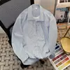 Camisa de Manga Larga a Rayas para Hombre Dobladillo Elástico Diseño Cleanfit Holgada Solapa Primavera Otoño Camisa Casual para Superponer