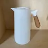 Termo Grande de Estilo Nórdico, Simple, con Asa de Madera Creativa, Termo de Vacío, Tipo Prensa, Tetera de Oficina