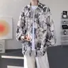 Otoño 2026 Nueva Camisa Floral para Hombre Casual Estilo Hong Kong Holgada Talla Extra Estampado Digital Manga Larga Moderna