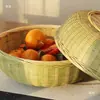 Cesta de bambu cesta de bambu com base cesta de frutas domésticas prato de frutas produtos de bambu artesanais cesta de pão cozido no vapor cesta de sobremesa cesta de bambu