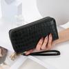 Carteira de Comércio Exterior Feminina 2025 Nova Venda Direta da Fábrica Moda Europeia e Americana Popular Padrão de Crocodilo Pu Bolsa Clutch com Zíper Duplo