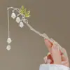 Horquilla de pelo con borla de flor retro de estilo chino nuevo, horquilla de pelo de estilo antiguo de alta gama, tocado, falda cara de caballo, accesorios para el cabello