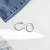Pendientes Minimalistas Versátiles de Estilo Francés, Elegantes Pendientes Ovalados de Acero de Titanio Chapados en Oro de 18 Quilates, Pendientes de Aro Simples Versátiles de Lujo Ligero