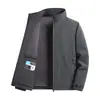 Chaqueta fina para hombre para exteriores transfronteriza con cuello alto, tejido transpirable repelente al agua, bolsillo interior, corte holgado, chaqueta de talla grande