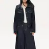 Chaqueta Vaquera Corta Resistente al Color Estilo Americano para Mujer, Conjunto de Dos Piezas de Jeans de Pierna Ancha, Chaqueta de Solapa de Moda