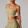 Sujetador Deportivo Cruzado Transpirable Hombro Asimétrico Espalda Bonita para Yoga Elástico Secado Rápido Camiseta sin Mangas Deportiva para Correr Fitness para Mujer 6358