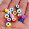 Accesorios para Rastas Doble Color Agujero Grande Superficie Lisa Cuentas Sueltas de Vidrio Color Horneado Gradiente Accesorios para Joyería DIY Materiales para Manualidades Hechos a Mano