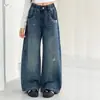 Pantalones Vaqueros Anchos de Niña Estilo Coreano Otoño 2026 Bordado con Cuentas Primavera/Otoño Estudiante Resistentes de Pierna Recta Modernos