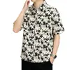 Moda Verão Camisa de Manga Curta Masculina Camisa de Verão com Estampa Digital Solta Confortável Praia Bonito Top Feminino
