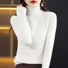 Suéter Básico de Cuello Alto de Manga Larga con Aberturas Ajustado al Cuerpo para Mujer Color Sólido Adelgazante Corto Cálido Suéter Interior Top para Mujer