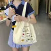 Bolsa de Hombro con Cordón Artística Versátil Bordada Linda Estilo Perezoso Gran Capacidad Colores Dulces Primavera y Verano
