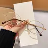 Óculos Retro de Metal com Lentes Anti-Luz Azul, Armação de Alta Qualidade para Estudantes Masculinos e Femininos, Armação Completa com Lentes para Miopia