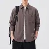 Camisa de trabajo de algodón puro de peso pesado con cuello para hombre, camisa versátil de otoño de alta gama de corte holgado, estilo old money, chaqueta para hombre