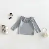 Suéter con Cuello de Flor de Loto Dulce para Bebé Dianxi Conjunto de Tres Piezas para Niña Otoño Pantalones de Pierna Ancha Florales