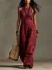 Mono de lino de alta calidad, casual, cuello redondo, sin mangas, para mujer, moda europea y americana 2026, colección de verano, con un toque sofisticado y elegante, adecuado para ventas transfronterizas