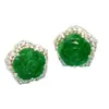 9281 Jadeíta Natural Grado A Flor de Rosa Aretes de Botón Venta al por Mayor Regalo de Año del Zodiaco para Mejor Amigo Variedad para Elegir