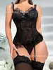 Conjunto de Lencería de Encaje de Alta Gama Transfronterizo, Atuendo Calado Transparente, Lencería Sexy para Mujer con Aros