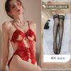 Lencería Sexy Soportes de Acero Levanta Pecho Pequeño Chaleco de Encaje Grande Tentación Provocación Transparente Mono Pijama Mujer