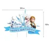 Decorações de Festa de Aniversário Temáticas de Frozen para Rostos Grandes: Pratos de Papel de Desenho Animado, Copos de Papel, Guardanapos de Papel, Toalha de Mesa, Velas de Bolo e Faixas
