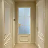Porta de Banheiro de Vidro Minimalista de Liga de Alumínio Estilo Francês Retrô Cor Creme Porta de Abrir Porta de Banheiro