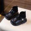 Sapatos para Crianças Pequenas, Sapatos de Princesa Modernos para Bebês Meninas com Solado Macio, Sapatos de Primavera, Outono e Inverno para Bebês, Sapatos Infantis, Botas Curtas de Couro para 1 a 2-3 Anos