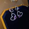 Pendientes elegantes de plata s925 con forma de corazón, ligeros y lujosos, para mujer, con forma de corazón de melocotón, pendientes a juego con el corazón de las niñas.