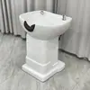 Cama de shampoo vertical bacia de shampoo para corte rápido tipo sentado pia de enxágue para salão de beleza pia de enxágue de shampoo para barbearia bacia de cerâmica