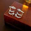 Pendientes de dragón con circonitas en forma de aguja de plata galvanizada en oro auténtico de 18 quilates, elegantes y modernos, con un diseño de sentido, ligeros y lujosos.