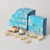 Impresión a Color de Fábrica Tarjeta Blanca Papel Kraft Caja de Regalo para Alimentos Crujiente de Yema de Huevo Pastel de Luna Caja de Embalaje Vintage con Flores y Pájaros