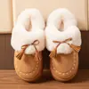 Chinelos de Inverno Grossos com Pelo para Mulheres, Aquecimento Interno, Sapatos de Algodão com Pelúcia Extra, Borlas Fofas, Aumentadores de Altura, Antiderrapantes, Chinelos de Algodão para Casa