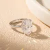 Anillo de Dedo Ovalado Huevo de Paloma de Plata de Ley S925 Anillo de Dedo Clásico Simple de Moissanita Sensación de Lujo Ligero Gama Alta Venta al por Mayor Transfronteriza para Mujeres