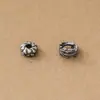 Plata de ley S925, estilo vintage, con agujero grande, forma irregular de hoja y pluma, cuentas espaciadoras para pulseras trenzadas hechas a mano y accesorios para ensartar