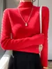 Suéter Versátil de Cachemir con Cuello Semi Alto para Mujer, 100% Cachemir Puro, Corte Ajustado, Otoño e Invierno 2025, Adelgazante, Suéter Base de Punto Grueso