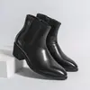 Botas Martin de punta altas transfronterizas, Botines Chelsea de suela gruesa para hombre que aumentan la altura, Botines cortos tipo slip-on para hombre de estilo británico