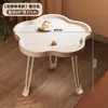 Mesa Redonda Pequeña, Mesa de Café Móvil, Mesa Lateral para Sofá, Mesa de Esquina de Nogal, Mesa Lateral Plegable, Mesa de Té para Balcón, Mesa con Estante de Almacenamiento