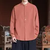 Nueva camisa de manga larga bordada de algodón y lino estilo chino, camisa casual retro y moderna para hombre estilo chino, atuendo para ceremonia del té inspirado en Zen