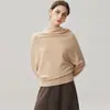 Novo suéter de caxemira assimétrico de um ombro com gola redonda, estilo morcego, para outono e inverno feminino, caimento solto, emagrecimento, adequado como peça de base