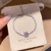 Galáxia Névoa Roxa~Pulseira com Pingente de Flor de Zircônia Gota d'Água Estilo Minimalista Coreano Ins Pulseira Joia de Luxo Leve de Alta Qualidade