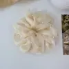 Goma para el pelo de Chifón Ligero con Malla y Perlas, Lazo para el Cabello Estilo Dulce Francés, Cuerda para el Cabello Estilo Perezoso, Banda Elástica