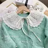 Xale Shawl Branco Retro Hanfu Ombro de Nuvem Gola Falsa Versátil Decorativo Bordado Vazado Renda para Mulheres